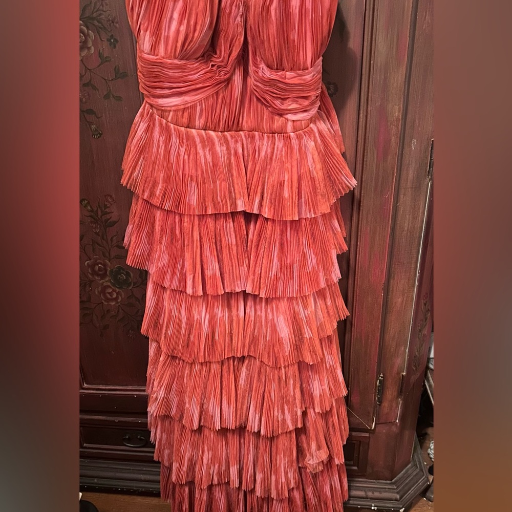Anthropologie Red Strapless Tiered Maxi Dress - Picture 5 of 6